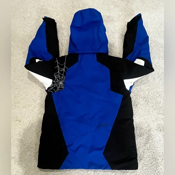 Spyder Hooded Outdoor Jacket,  Boys Size 14 Blue, Black, and White Ski Jacket - Picture 2 of 12
